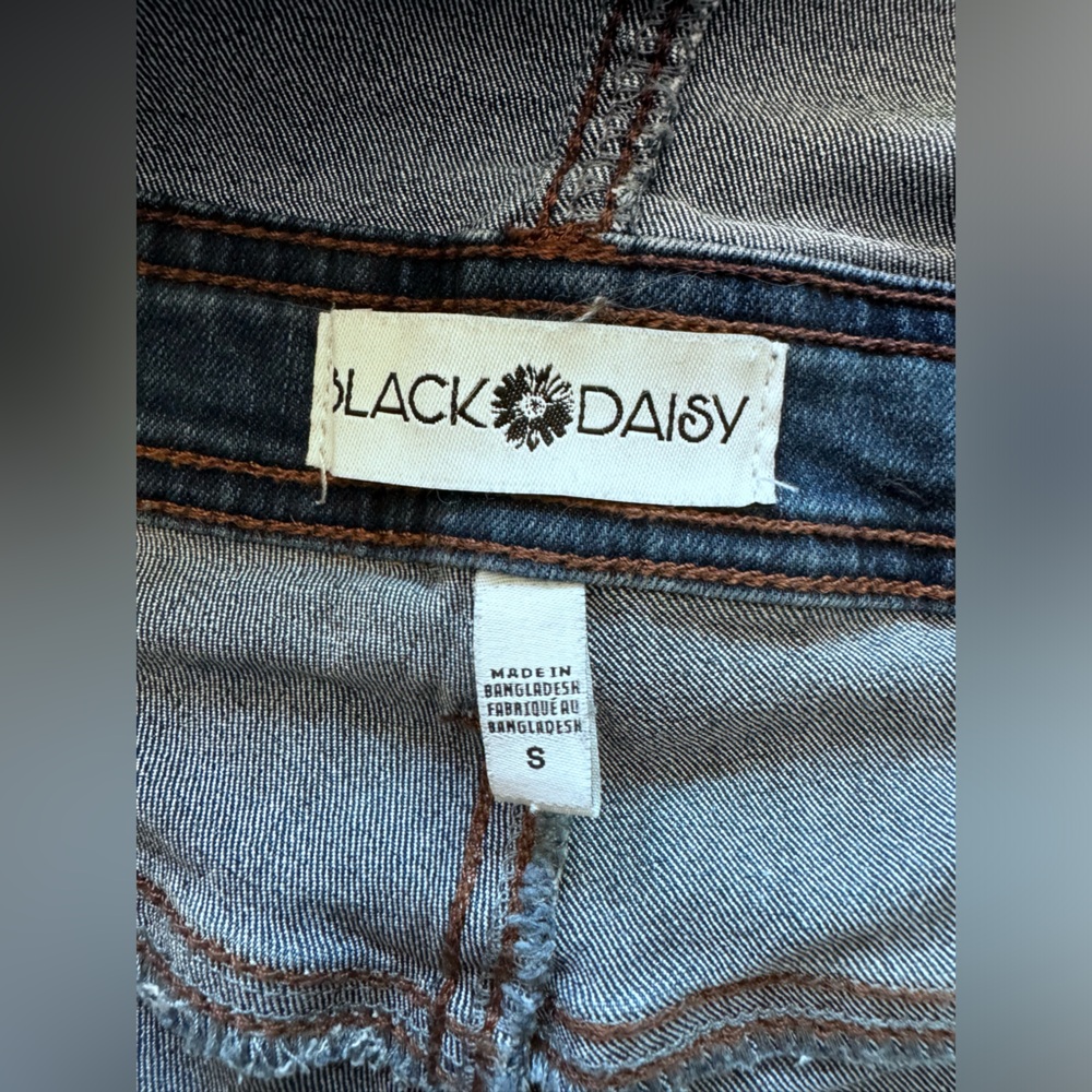 BLACK DAISY Junior Regular Blue Denim Overalls Size S Adjustable Straps Pockets - Picture 10 of 13